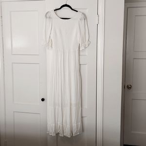 White A-Line Midi Dress